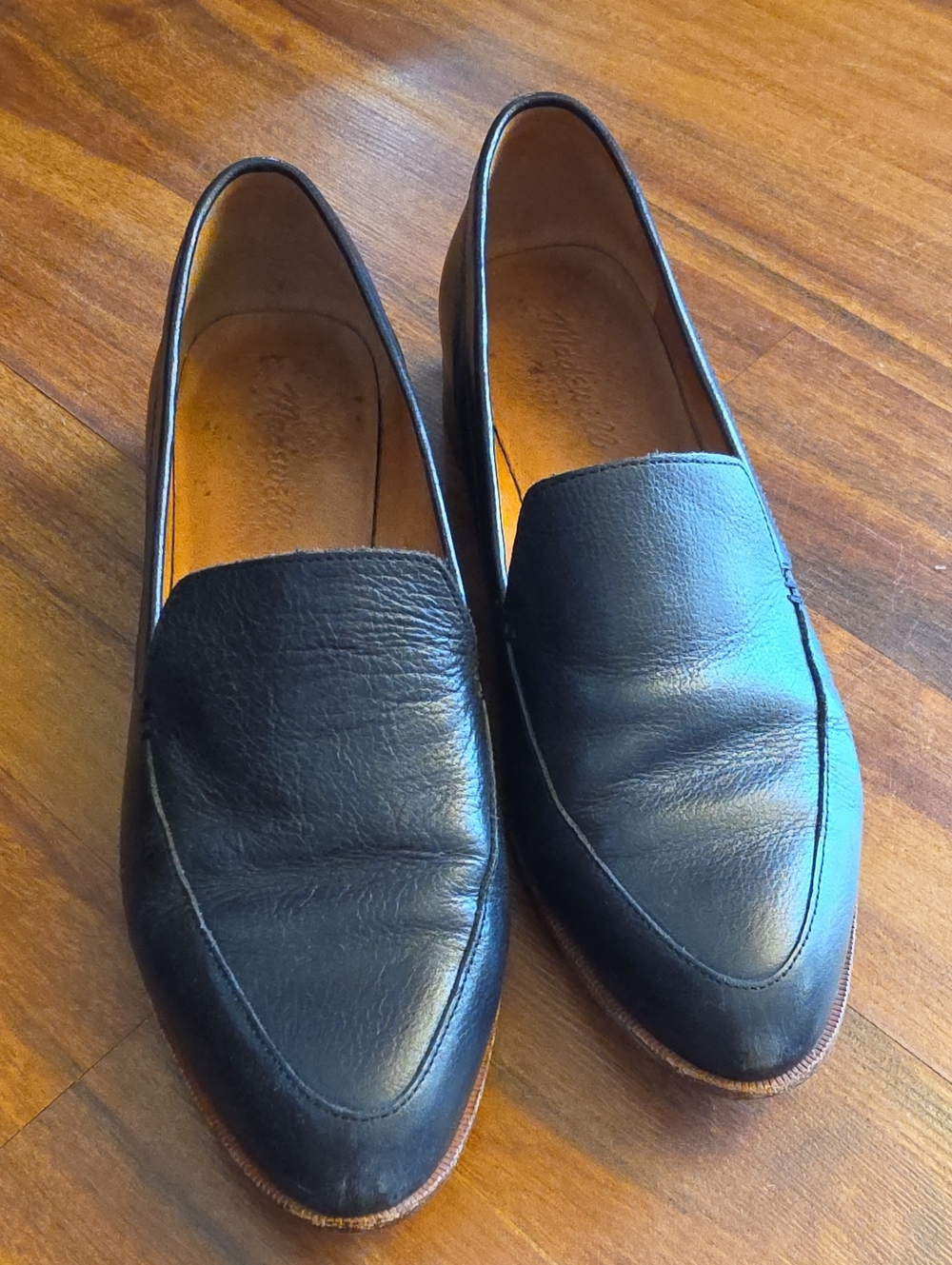 Madewell Pebbled Black Leather Slip-On Loafers